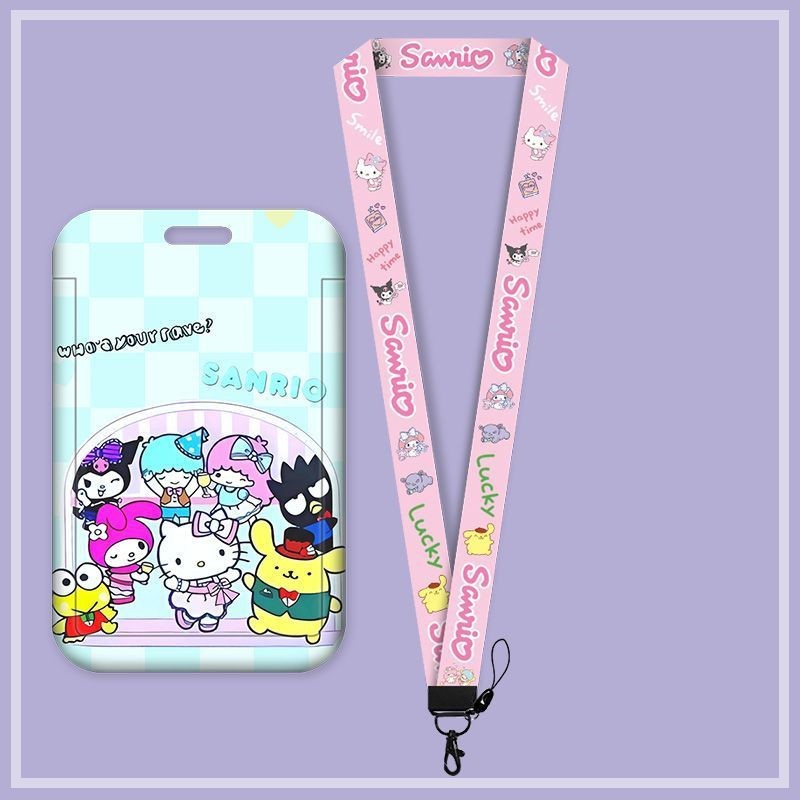 Sanrio Bao Da Điện Thoại Cứng Dạng Trượt Có Ngăn Đựng Thẻ + Dây Đeo Hoạt Hình