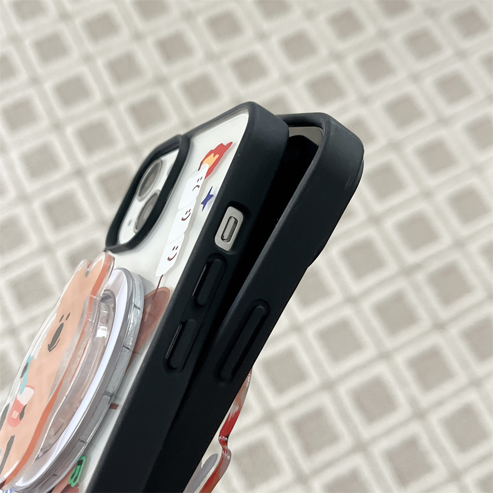 Bao Da Điện Thoại Nắp Lật Hít Nam Châm Hình Gấu Kiêm Giá Đỡ Tháo Rời Được Cho iphone 15 11 12 13 14 pro max