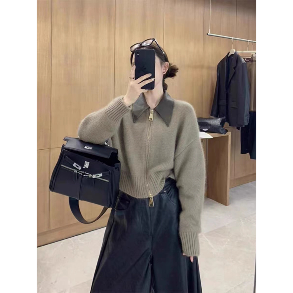 Áo Khoác cardigan Dệt Kim Mềm Mại Phối Khóa Kéo Đôi Thời Trang Mùa Thu 2023 Cho Nữ