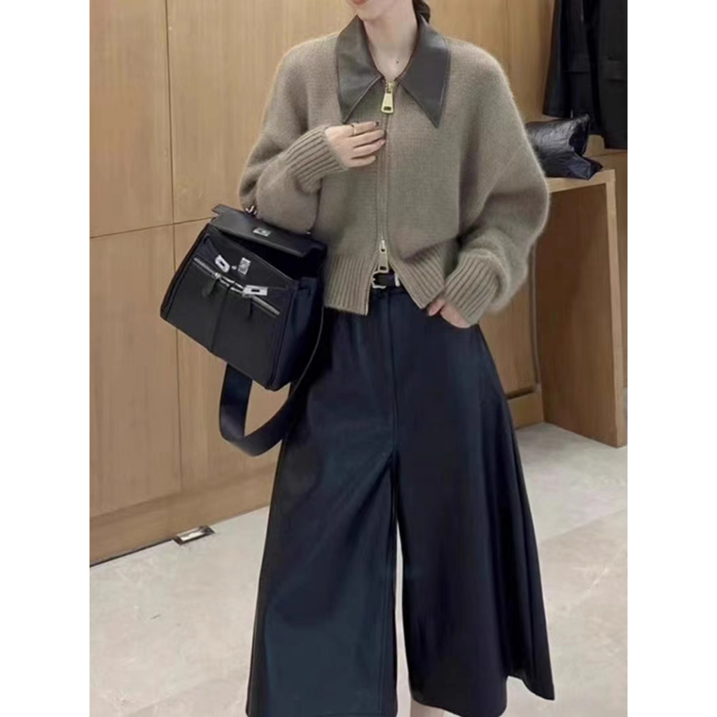 Áo Khoác cardigan Dệt Kim Mềm Mại Phối Khóa Kéo Đôi Thời Trang Mùa Thu 2023 Cho Nữ