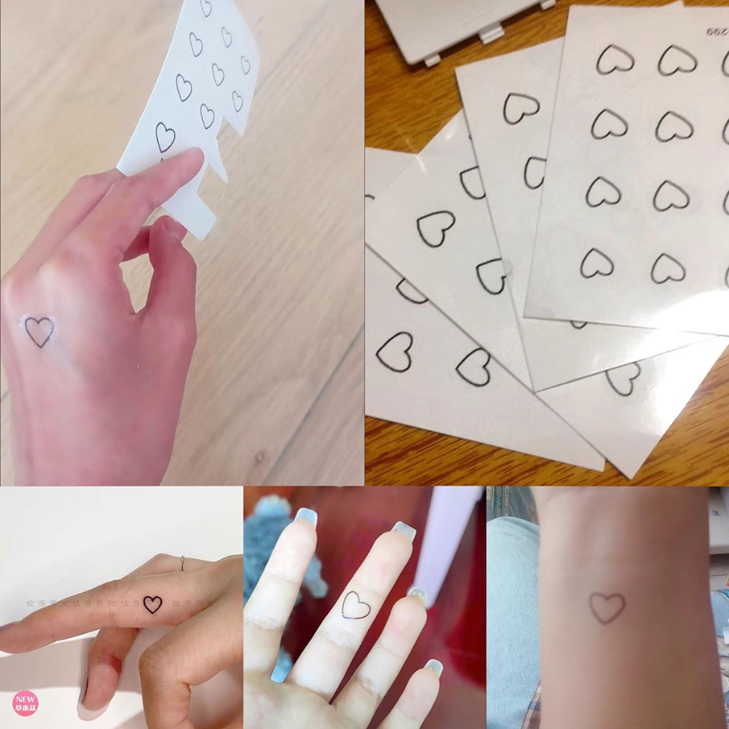 Hình Xăm Dán Tạm Thời Màu Đen Chống Nước Hình Trái Tim