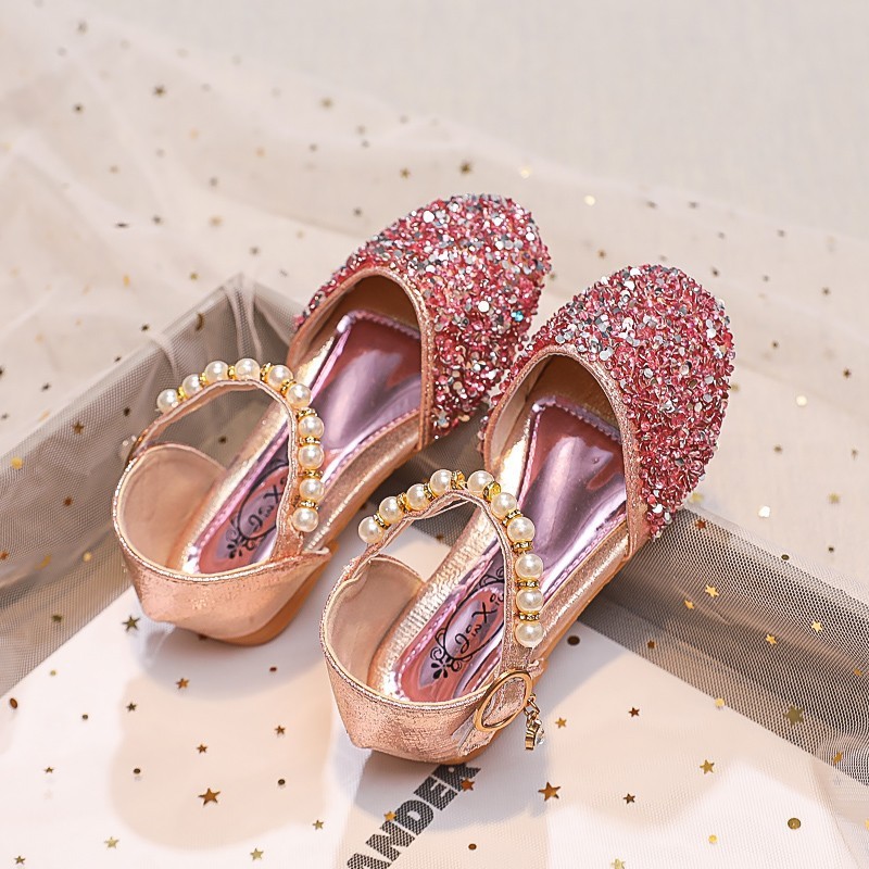 SUGE Size21-36 Giày Búp Bê Bé Gái Công Chúa Đính Kim Sa Hạt Cườm Lấp Lánh Cho Bé Gái  Giày Cho Bé Gái