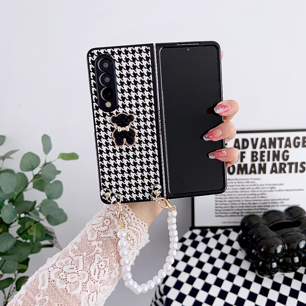 Ốp Bao Da Điện Thoại Siêu Mỏng Họa Tiết Hình Thoi Cho samsung galaxy z fold 3 4 5 fold5 fold4 fold3