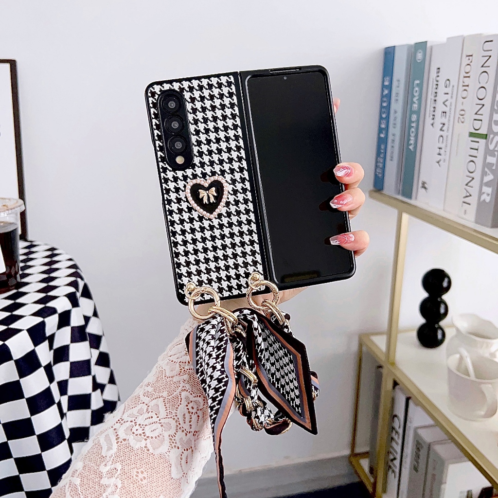 Ốp Bao Da Điện Thoại Siêu Mỏng Họa Tiết Hình Thoi Cho samsung galaxy z fold 3 4 5 fold5 fold4 fold3