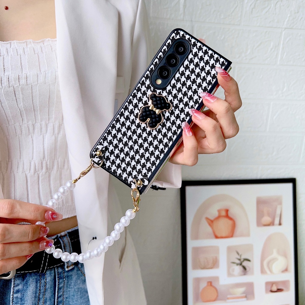 Ốp Bao Da Điện Thoại Siêu Mỏng Họa Tiết Hình Thoi Cho samsung galaxy z fold 3 4 5 fold5 fold4 fold3