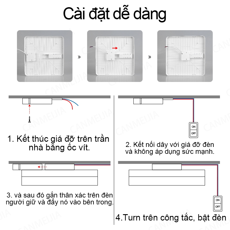 Đèn Trần led Vuông 30w / 40w / 50w