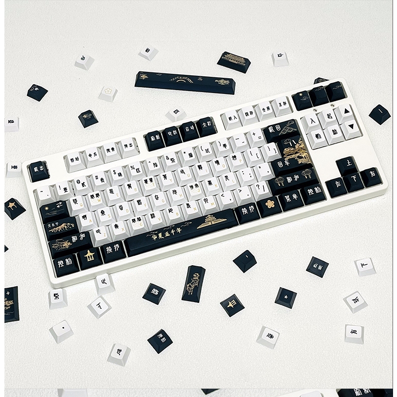 GMK Từ Không Thông Dụng Keycap, 129 Phím Keycaps PBT Cherry Profile DYE-SUB Cá Tính Cho MX Switch Bàn Phím Cơ