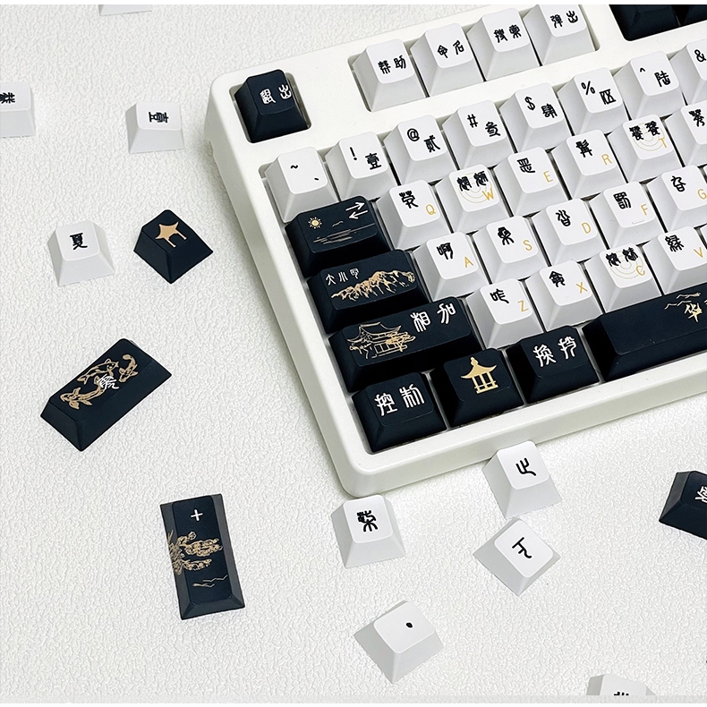 GMK Từ Không Thông Dụng Keycap, 129 Phím Keycaps PBT Cherry Profile DYE-SUB Cá Tính Cho MX Switch Bàn Phím Cơ
