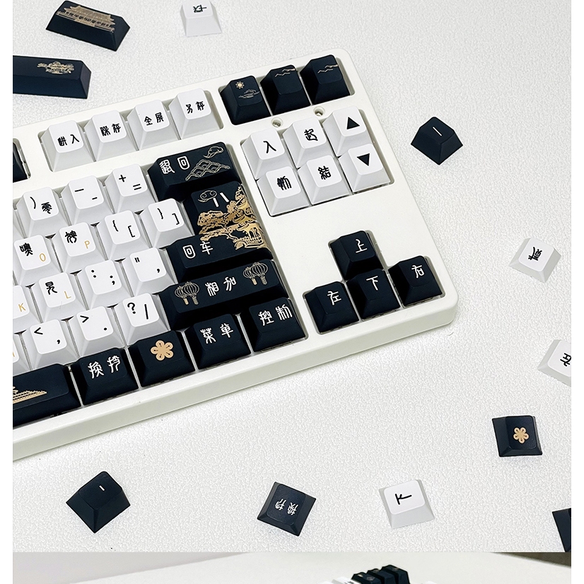 GMK Từ Không Thông Dụng Keycap, 129 Phím Keycaps PBT Cherry Profile DYE-SUB Cá Tính Cho MX Switch Bàn Phím Cơ