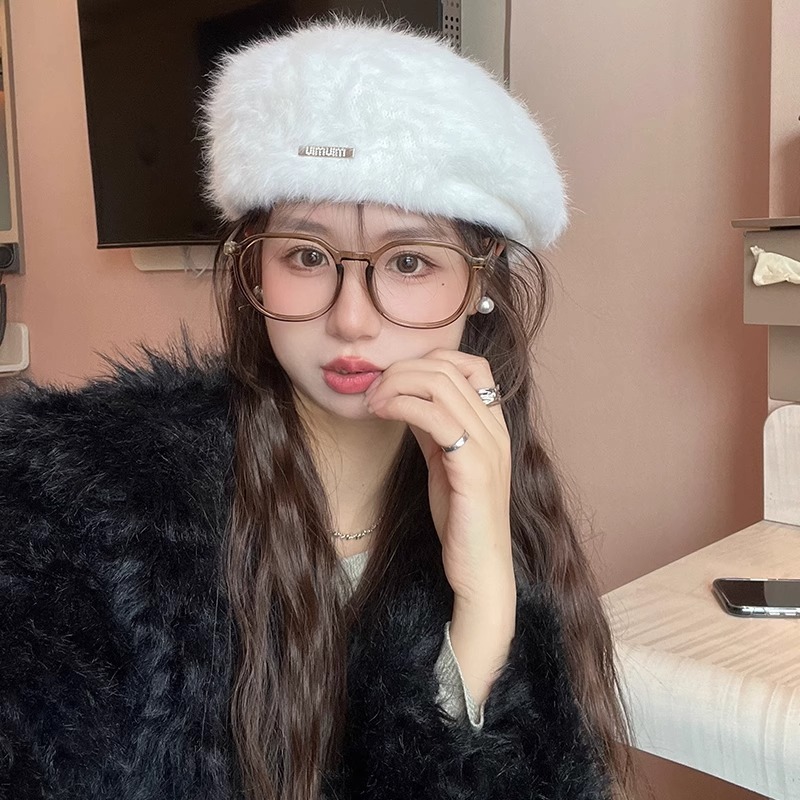 One Mũ beret Lông Thỏ Thời Trang Thu Đông Phong Cách Hàn Quốc Cho Nữ