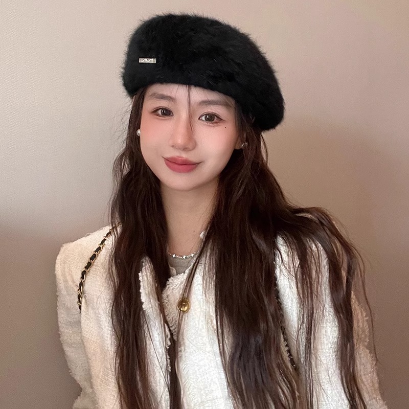 One Mũ beret Lông Thỏ Thời Trang Thu Đông Phong Cách Hàn Quốc Cho Nữ