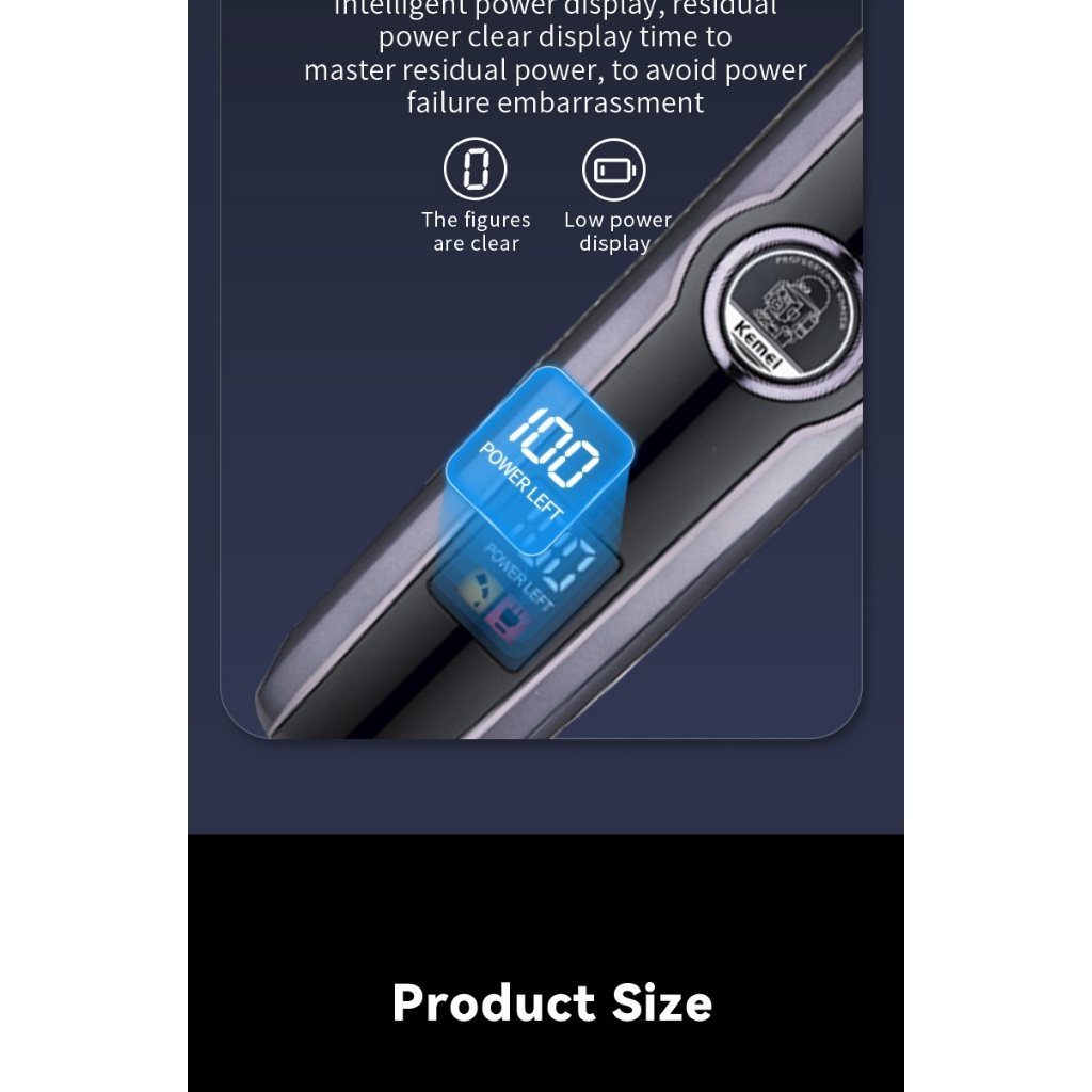 Kemei Tông Đơ Cắt Tóc km-1580 Không Dây Sạc usb Có Màn Hình led Hiển Thị Tiện Dụng Cho Nam