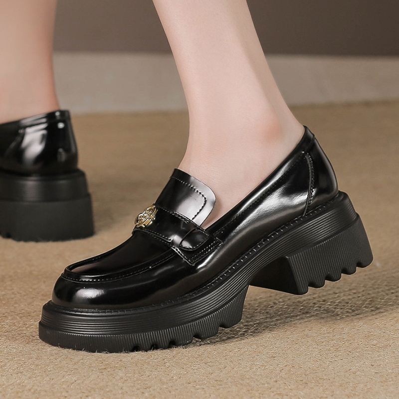 Mới Giày Da Mũi Tròn Đế Dày Thoải Mái Phong Cách Hàn Quốc Cho Nữ Size 34-40