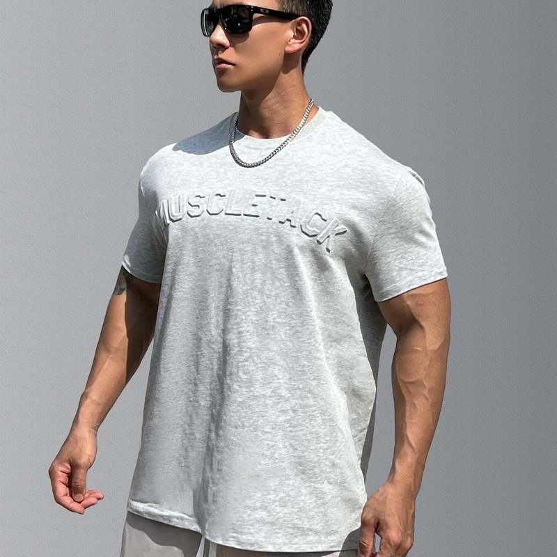 Áo Thun cotton Tay Ngắn Cổ Tròn In Chữ 3d Phong Cách Thể Thao Cho Nam