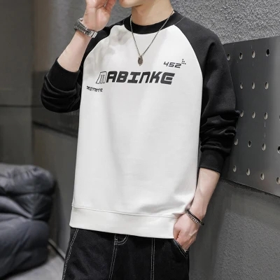 Áo Thun Nam Dài Tay Cổ Tròn In Hình Màu Sắc Tương Phản Thời Trang