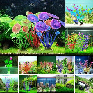 1 cây cỏ nhựa nhân tạo nhiều màu trang trí bể cá