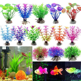 1 cây cỏ nhựa nhân tạo nhiều màu trang trí bể cá