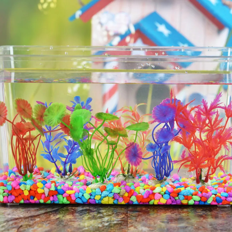 1 Cây Cỏ Nhựa Nhân Tạo Nhiều Màu Trang Trí Bể Cá