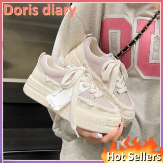 【Doris diary】Giày Thể Thao Vải canvas Đế Bằng Chống Trượt Thoải Mái Chống Mài Mòn Phong Cách Hàn Quốc Thời Trang Cho Nữ