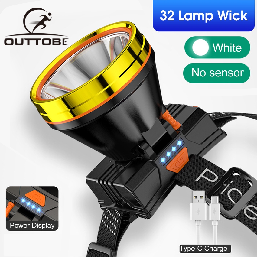 Outtobe Đèn led Đội Đầu Ánh Sáng Mạnh Không Thấm Nước Có Thể Sạc Lại Bằng Cổng usb