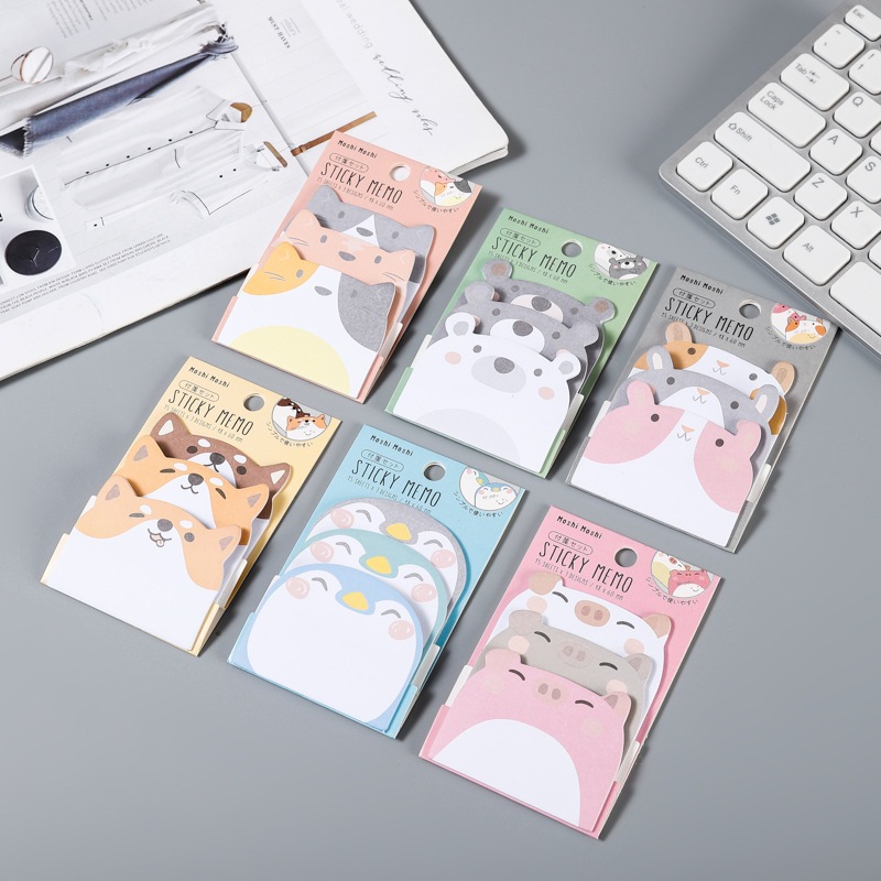 Set 45 Tấm Giấy Ghi Chú Họa Tiết Động Vật Dễ Thương