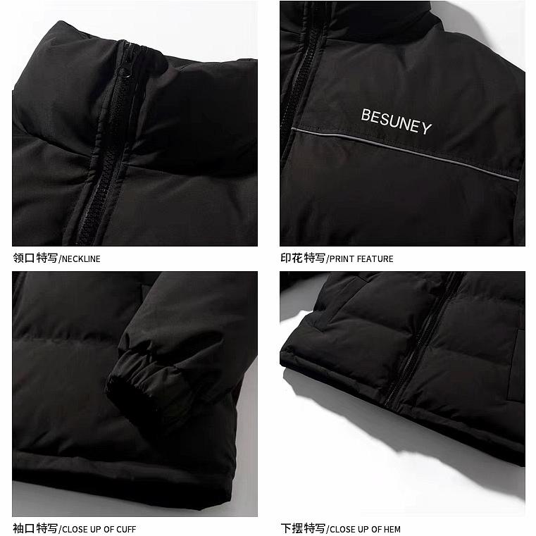 Esea Áo Khoác cotton Dày Tay Dài Phong Cách hong kong Thiết Kế Đơn Giản Ấm Áp Thời Trang unisex