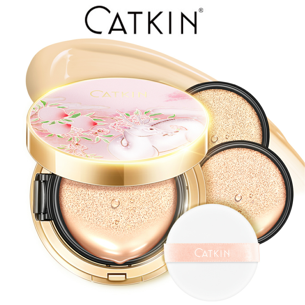 CATKIN Kem nền BB  hai màu tùy chọn có 2 lõi thay thế và mút tán phấn 36g