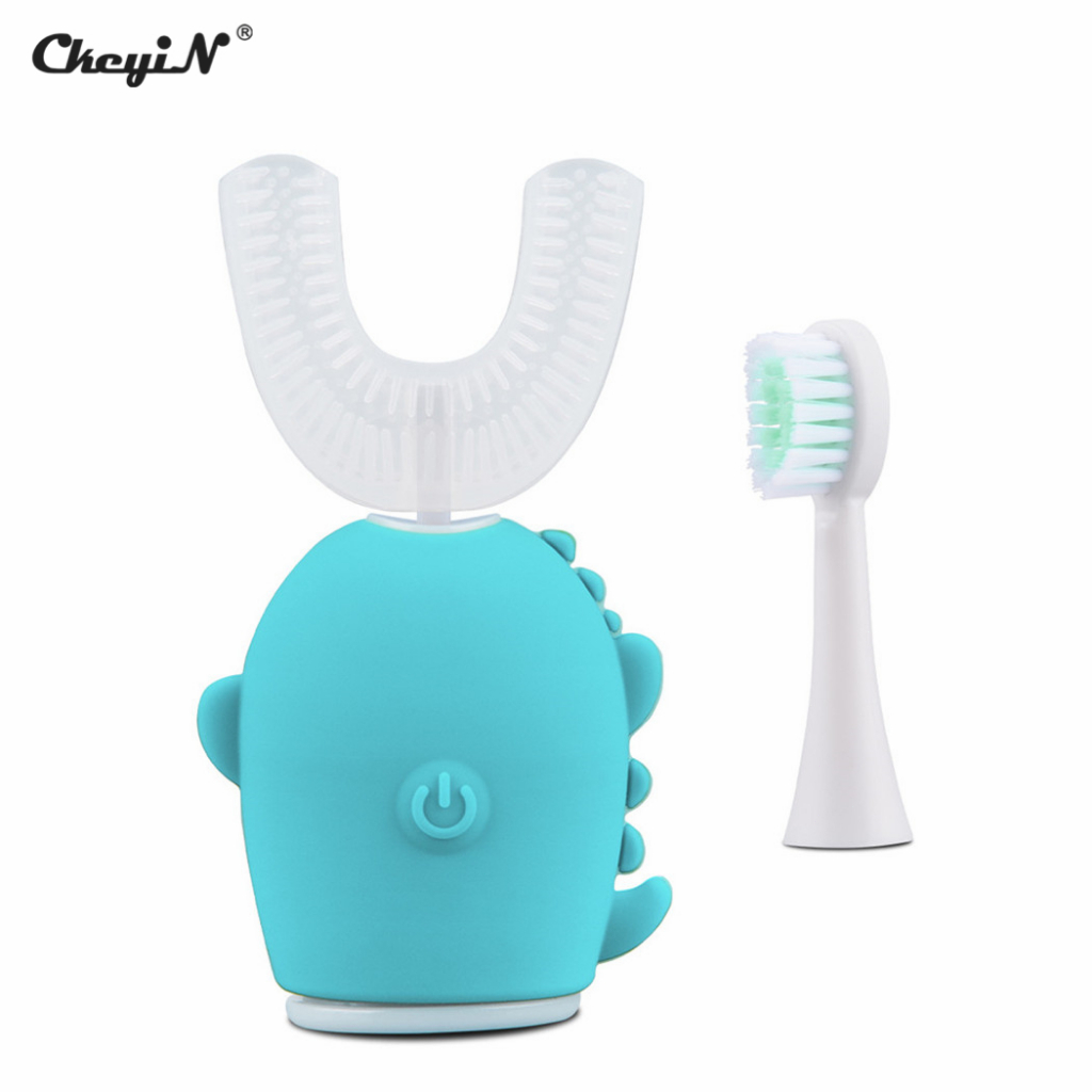 Bàn chải đánh răng điện CkeyiN Sonic Bàn chải đánh răng hình chữ U bằng silicon tự động dành cho trẻ em Bàn chải đánh răng hình chữ U 360°