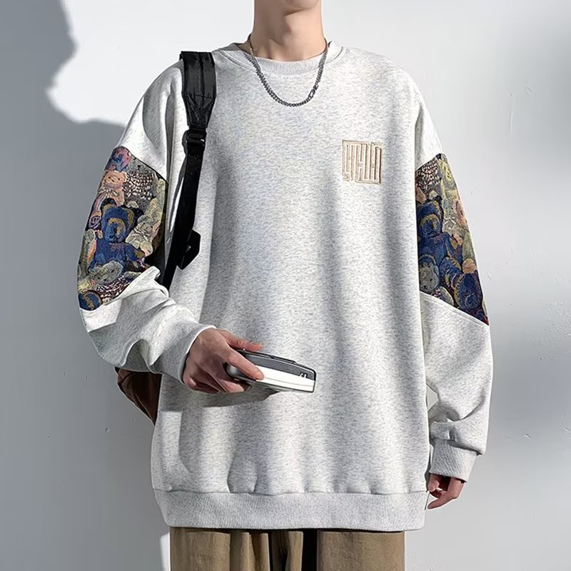 Áo Sweater Thêu Họa Tiết Phong Cách Trung Hoa Size m-3xl Với 2 Màu Tùy Chọn