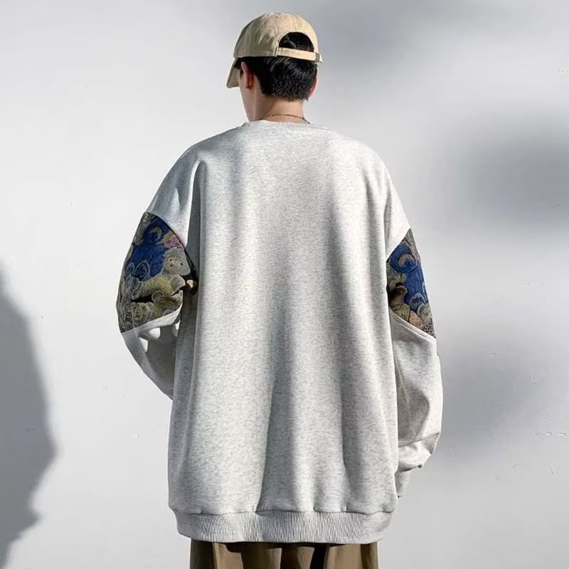 Áo Sweater Thêu Họa Tiết Phong Cách Trung Hoa Size m-3xl Với 2 Màu Tùy Chọn