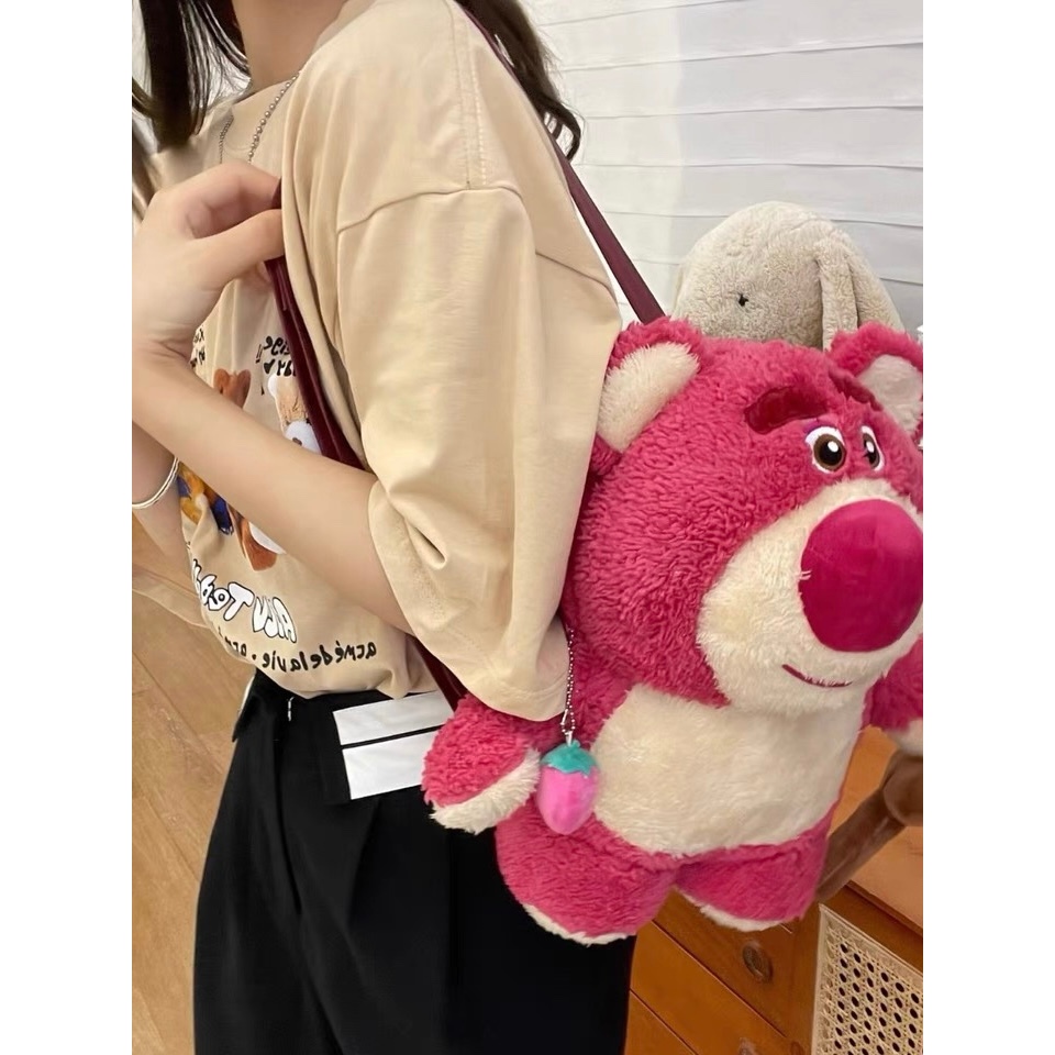 Daily Ba Lô Đeo Vai Hình Gấu / Dâu Tây Hoạt Hình Nhồi Bông Dễ Thương Cho Học Sinh 2023 NEW DSJ2391B7R 38Z230919