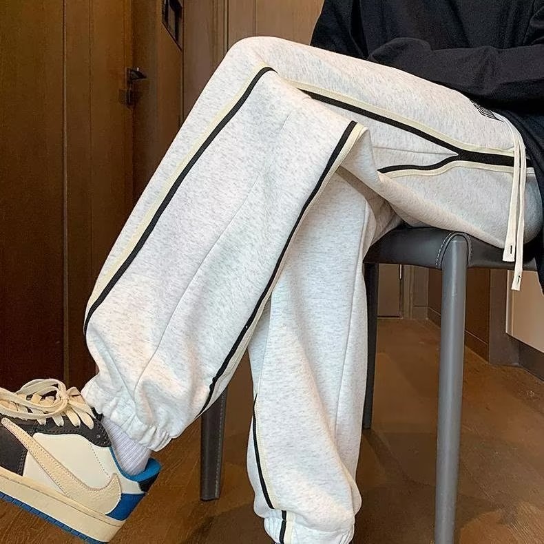 Quần Dài Dáng Rộng Màu Xám Phong Cách hip hop Đường Phố Thời Trang Thu Đông 2023