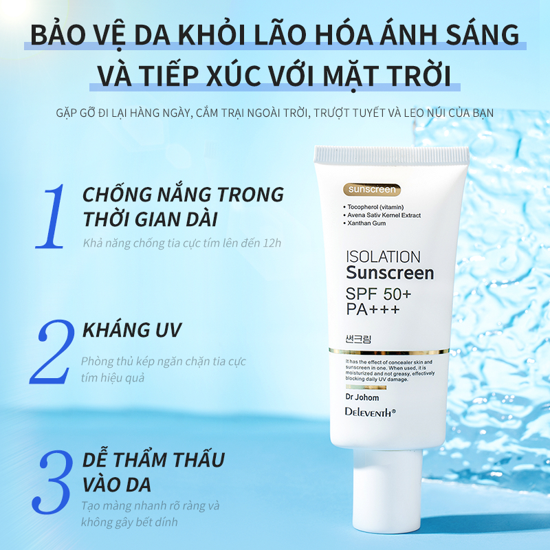 Combo DELEVENTH serum arbutin/dưỡng trắng da/giảm mụn tàn nhang 37ml/chống nắng SPF 50+ PA+++ chống nước kiềm dầu 50g