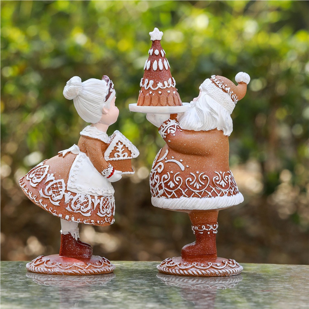 Tượng Ông Già Noel mr & mrs Mang Lại May Mắn Và Niềm Vui Giáng Sinh Bằng Nhựa resin resin Cho Gia Đình Bạn Bè