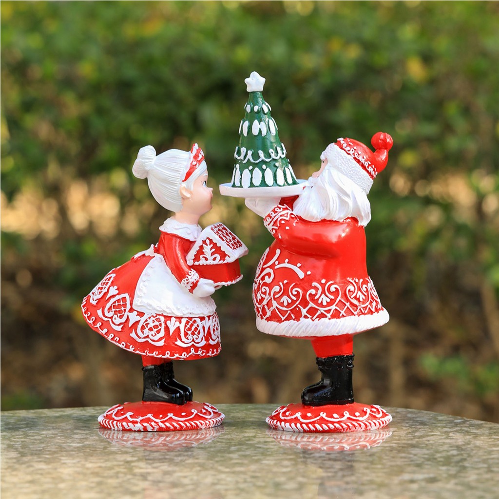 Tượng Ông Già Noel mr & mrs Mang Lại May Mắn Và Niềm Vui Giáng Sinh Bằng Nhựa resin resin Cho Gia Đình Bạn Bè