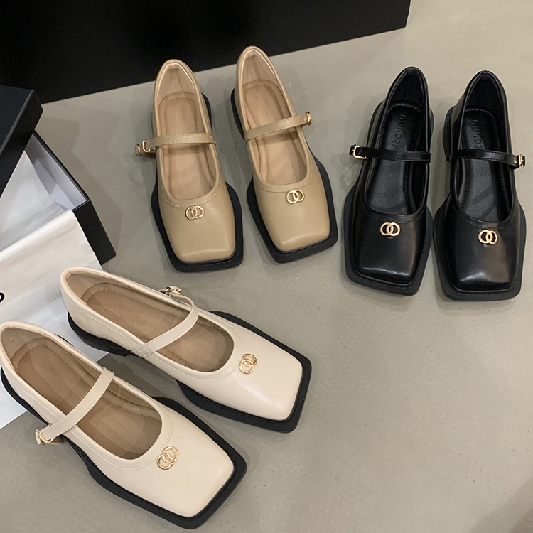 Giày Búp Bê Mũi Vuông Phong Cách vintage Cho Nữ