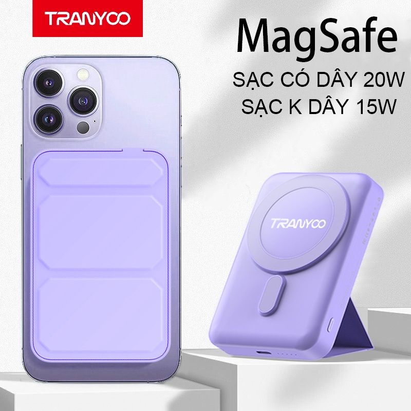 Sạc dự phòng không dây 10000mAh PD 20W sạc nhanh mini TRANYOO F24 phù hợp cho iPhone 12 13 14 Huawei, Xiaomi, Samsung, v.v.