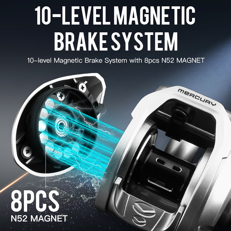 Seasir Máy Câu Cá Thủy Ngân 5 + 1bb 7.2: 1 204g drag 8kg 10-Lel Có 8 Nút Nhấn n52