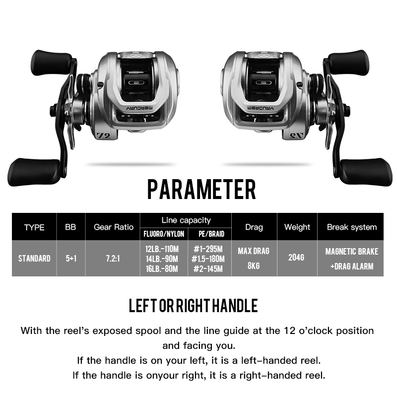 Seasir Máy Câu Cá Thủy Ngân 5 + 1bb 7.2: 1 204g drag 8kg 10-Lel Có 8 Nút Nhấn n52