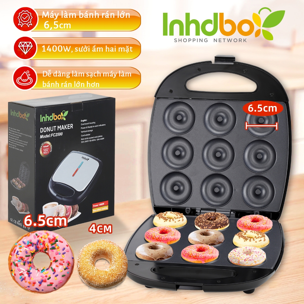 INHDBOX-6.5 Big mới nhất 10cm Big Donut Maker Thiết bị nhà bếp nhỏ Thiết bị làm bánh sandwich Pan Waff Maker Maker Machine Mini mini Maker Sandwich