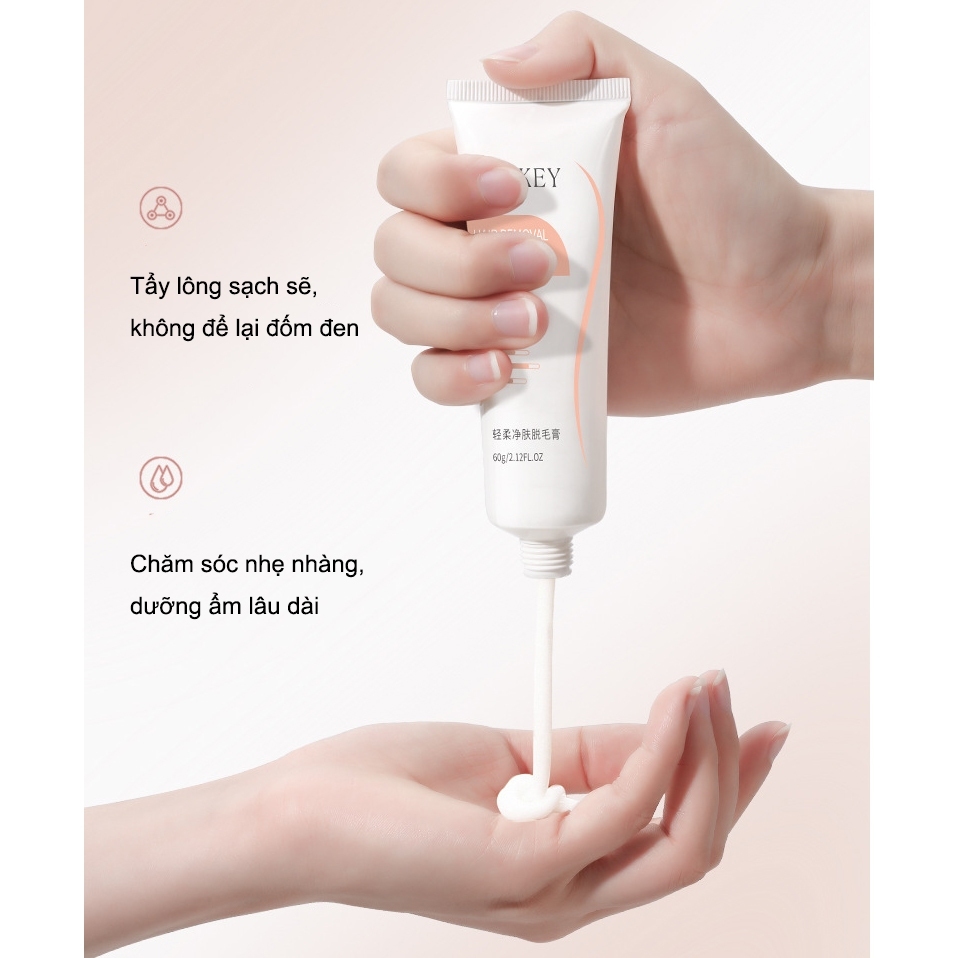 Kem Tẩy Lông Không Gây Kích Ứng 60g Toàn thân phù hợp với lông nách nhẹ nhàng và không đau