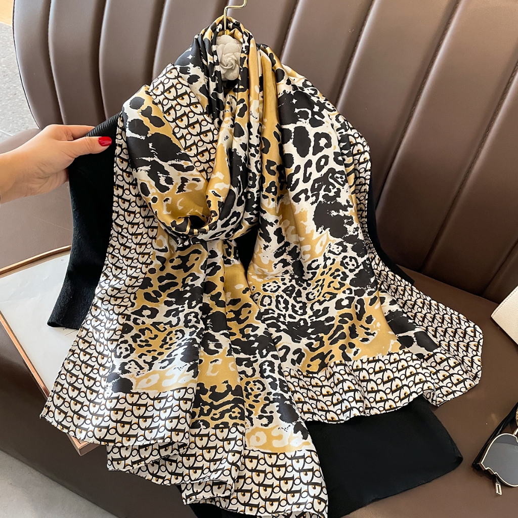 Khăn lụa dài 180x90cm- khăn choàng dài cao cấp họa tiết thanh lịch trang nhã Khăn Choàng Lụa Cao Cấp