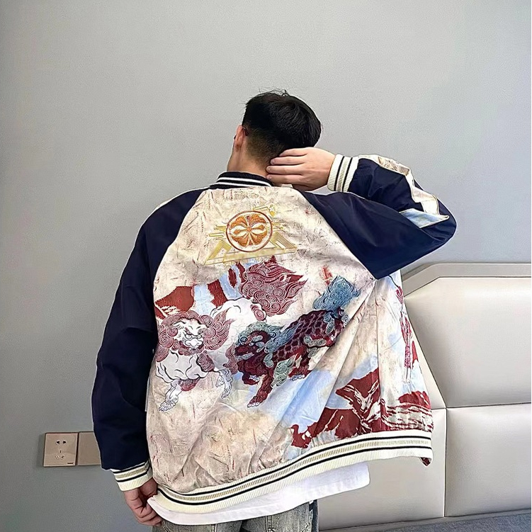 Áo Khoác Bóng Chày Thêu Họa Tiết Phong Cách Trung Hoa Thời Trang Xuân Thu Cho Nam