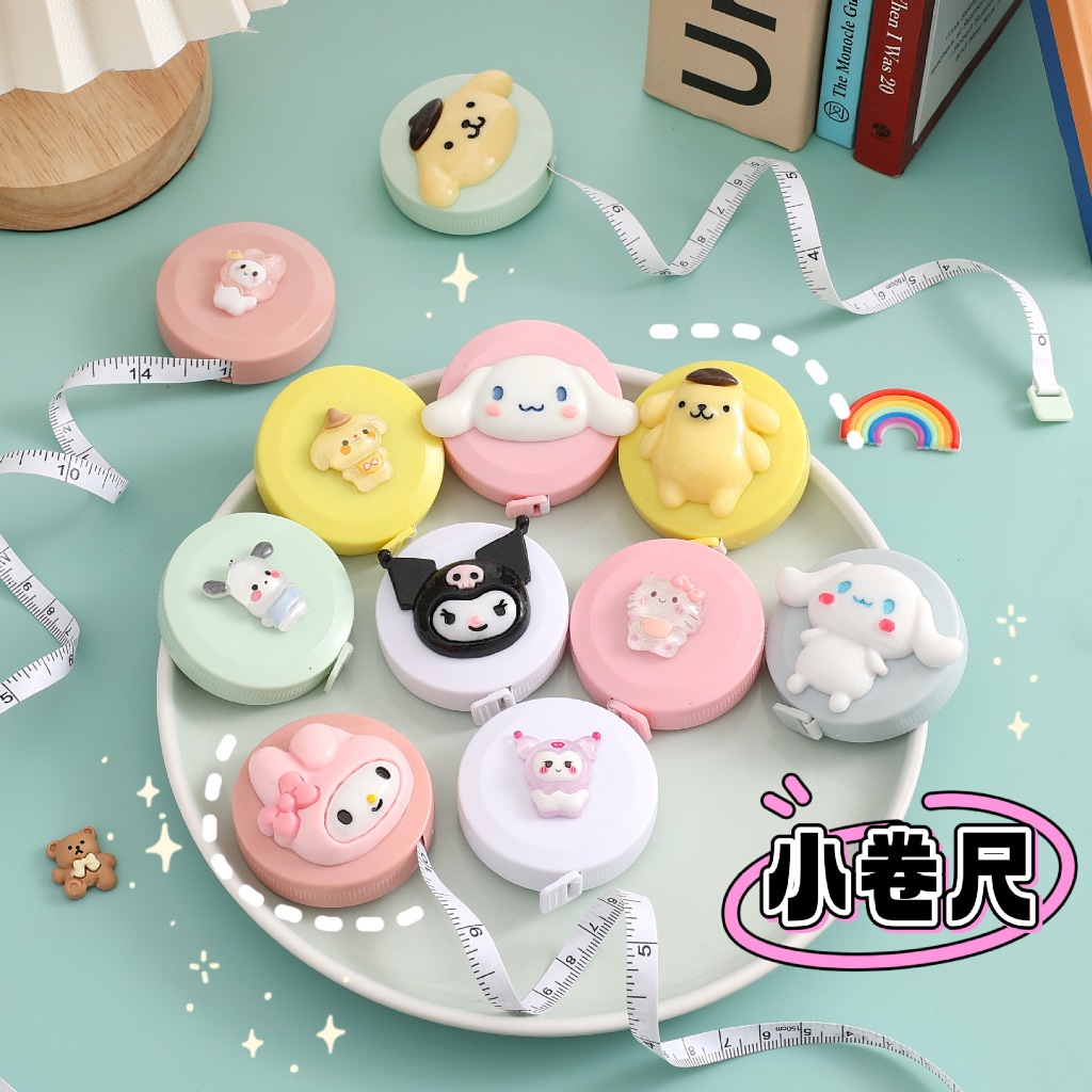 Lejiajia Thước Dây mini Mềm Tự Động Thu Gọn Họa Tiết Hoạt Hình Dễ Thương