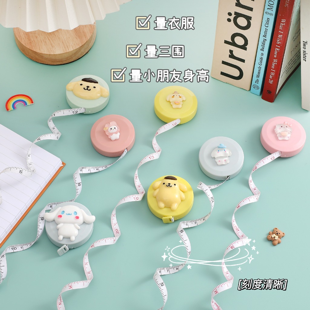 Lejiajia Thước Dây mini Mềm Tự Động Thu Gọn Họa Tiết Hoạt Hình Dễ Thương