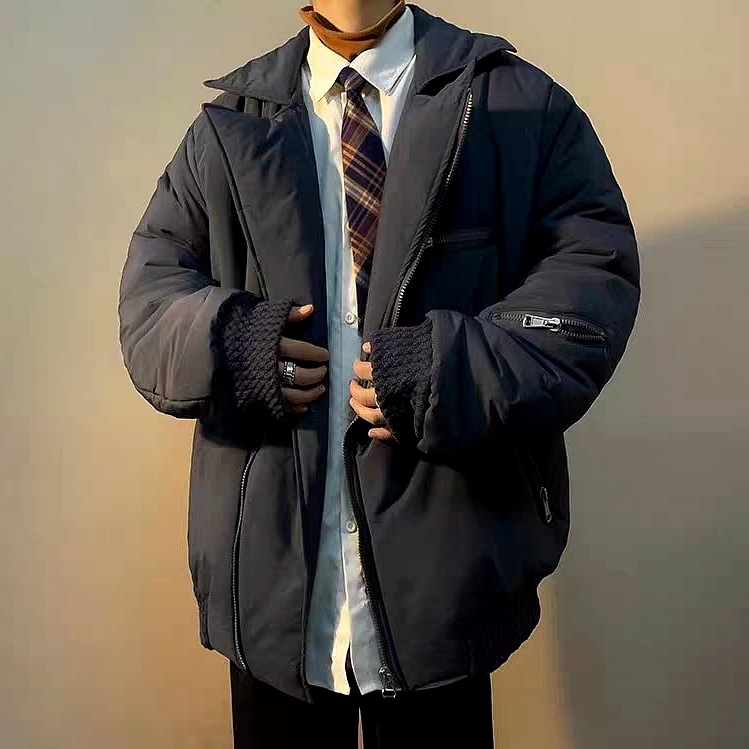 Esea Áo Khoác cotton Dáng Rộng Màu Trơn Phong Cách harajuku Mỹ Đơn Giản Thời Trang Thường Ngày Cho Nam Và Nữ