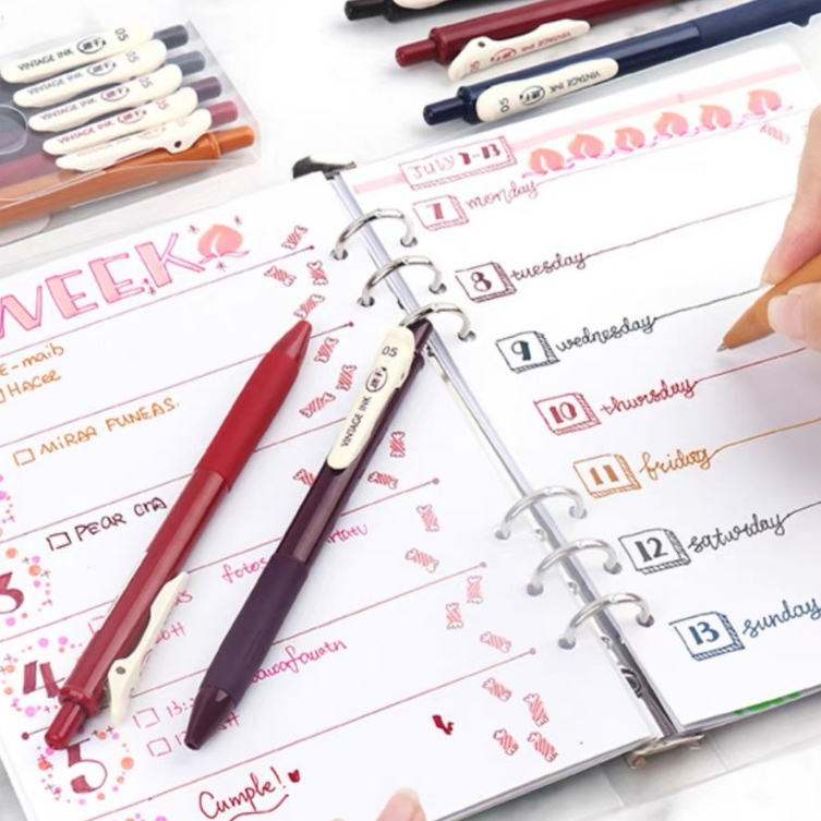 Set 5 Bút gel vintage Light Retro Gel Pen 0.5mm - 10 màu