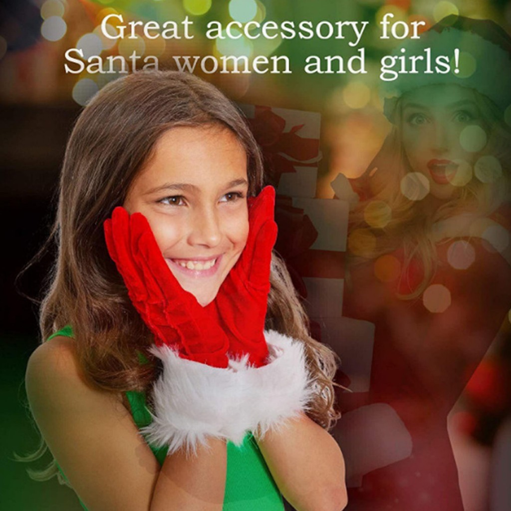 Găng Tay Lông Mềm Hóa Trang Ông Già Noel