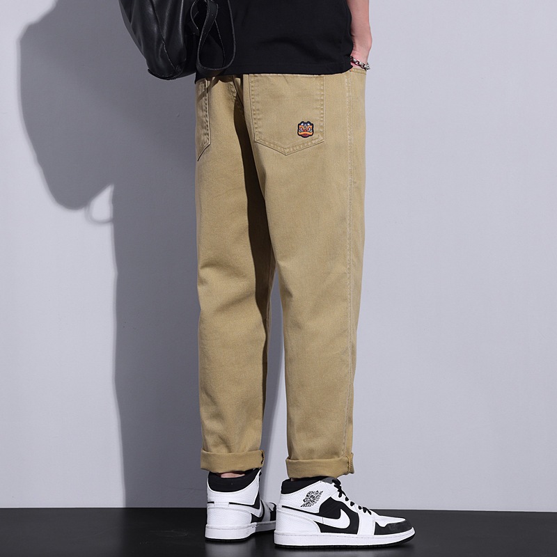 Quần Dài Nam Kaki Ống Suông Phong Cách Retro Cotton Quần Âu Nam Mùa Xuân, Mùa Thu Và Mùa Hè Quần Thẳng Lỏng Lẻo