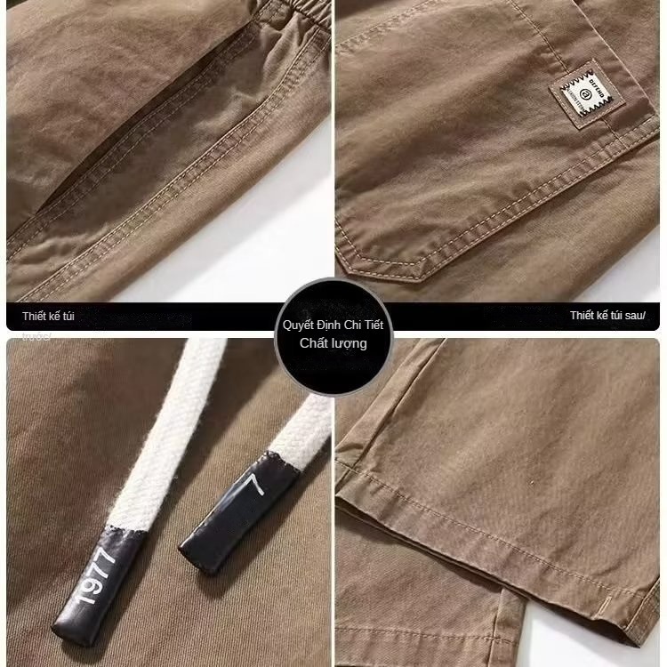 Quần Dài Nam Kaki Ống Suông Phong Cách Retro Cotton Quần Âu Nam Mùa Xuân, Mùa Thu Và Mùa Hè Quần Thẳng Lỏng Lẻo